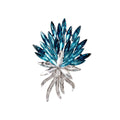 Aqua Blue White Floral Bouquet Crystal Metal Brooch Pin view 5