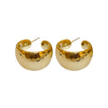 Wide Hammered C Hoop Earrings in Gold and Silver Tones view 5
