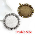 Double-Sided Round Floral Pendant Trays in Antique Bronze and Silver view 1