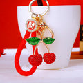 Jeweled Double Cherry Keychains in Red Pink Green and Braided Loop Options view 11