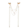 Gold Tone Floral Hair Clip With Pearl And Chain Drapes view 5