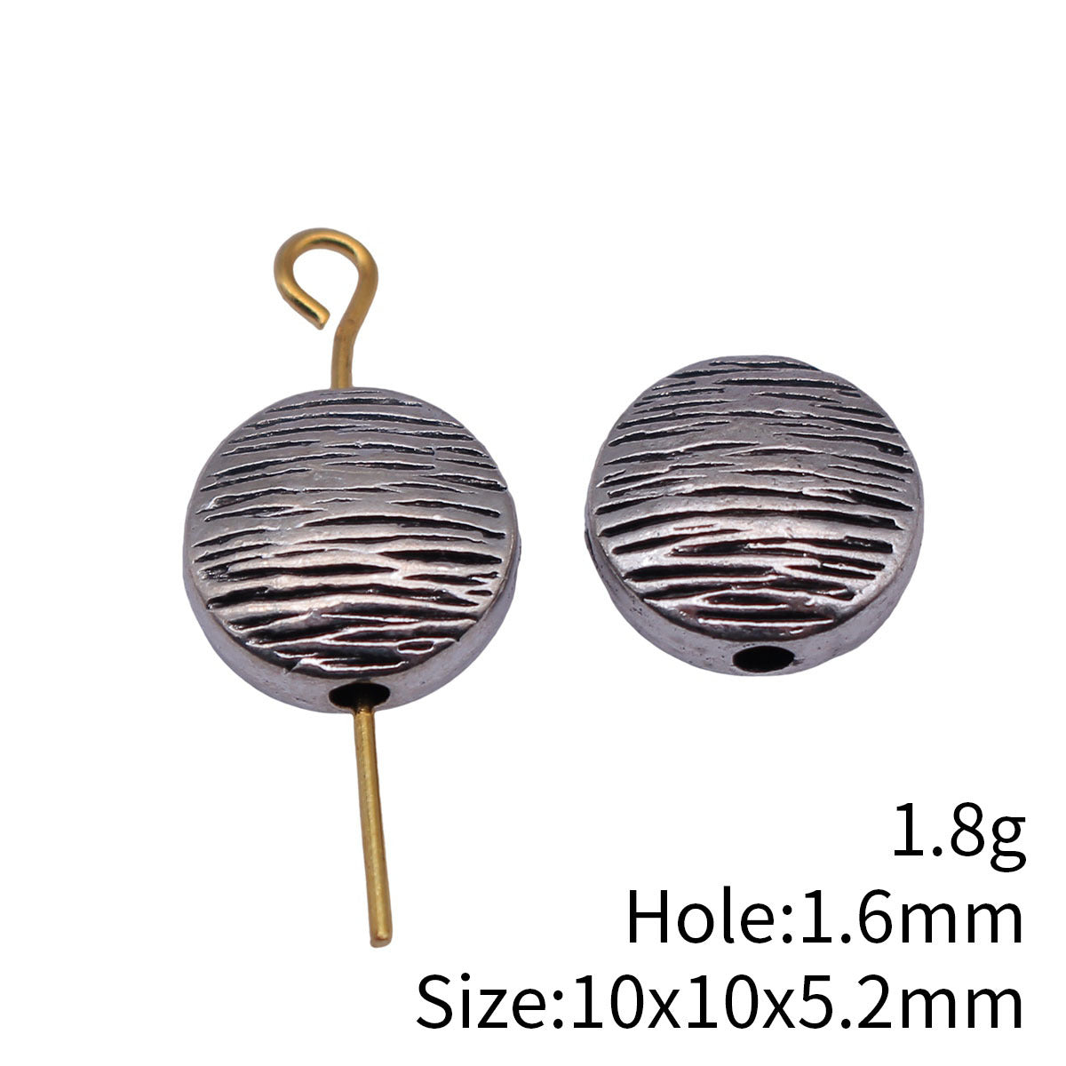 10x10x5.2mm 1.8g Multicolor Zinc Alloy Wood Grain Flat Round Loose Metal Beads for Bracelet Necklace DIY