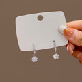 Silver Huggie Clear Look Large Round Dangle Earrings view 2