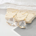 Gold Tone Large Faceted Crystal Teardrop Hook Earrings in Seven Colors view 3