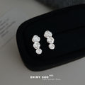 Silver Tone Graduated Triple Rose Cascade Stud Earrings view 4