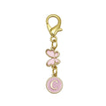 Pink Enamel Letter Keychain Gold Clasp Butterfly Charm view 8