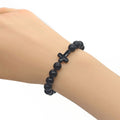 Black Bead Stretch Bracelet Black Cross Accent Beads view 2
