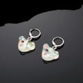 Silver Tone Glitter Bear Huggie Earrings and Pendant Necklace view 2