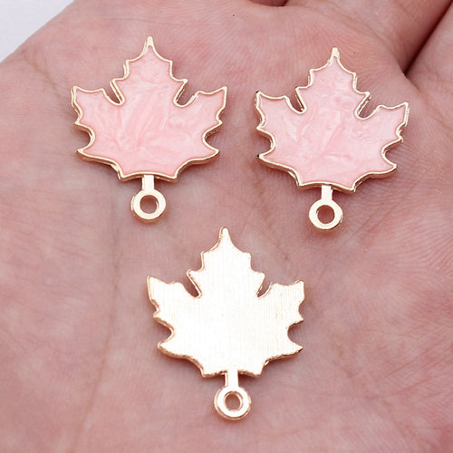 Pink Leaf, Purple Leaf, Pearl Leaf maple leaf enamel charms in image 2, shown in an alternate angle or finish view