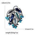 Layered Crystal Leaf Cluster Brooch With Beaded Edge view 7