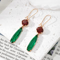 Round and Teardrop Double Glass Dangle Earrings Gold Hooks 8 Colors view 9