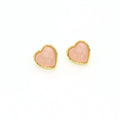 Gold Tone Pink Heart Cameo Face Stud Earrings in Two Shades view 3