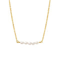 Gold Freshwater Pearl Bar Station Necklace Cable Chain view 5