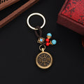 Brass Wu Di Coins and Gourd Rotating Keychain Ornament