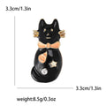 Black Cat With Bow Brooch In 1 Style With Polished Metal And Decorative Details view 5