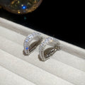 Crystal Triangle Textured Huggie Hoop Earrings Fashion Jewelry view 7