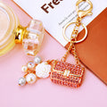 Crystal Mini Handbag Keychains with Pearl and Flower Dangles in Eight Options view 7