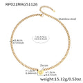 Heart Initial Zircon Cuban Necklace Bracelet Gold Steel view 12