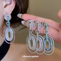 Crystal Oval Statement Drop Earrings in Four Colorways view 2