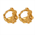 Irregular Hollow Textured Geometric Stud Earrings Gold Steel view 5