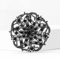 Openwork Nest Brooch in Metal with Interlaced Metal Branches and Colored Crystals view 3