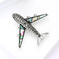 Crystal Airplane Brooch With Iridescent Shell Inlay Wings view 3