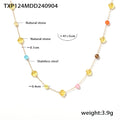Colorful Natural Stone Clover Station Necklace Bracelet Set view 12