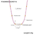 Multicolor Natural Stone Baroque Pearl Bead Necklace Gold Accents view 7