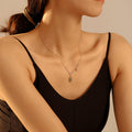 Malachite Rectangle Pendant Necklace Paperclip Link Chain view 3