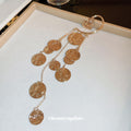 Gold Tone Textured Disc Cascade Single Ear Cuff Statement Jewelry view 2