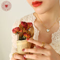 Mother Of Pearl Heart Pendant Paperclip Chain Gold Or Steel view 3