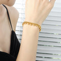 Gold Tone Curb Bracelet With Ball Bead Dangles Lobster Clasp view 7