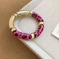 Gold-Tone Acrylic Tube Bracelets Marbled and Leopard view 8