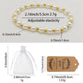 Five Piece Pearl Gold Bead Stretch Bracelet Stack Set view 2