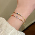 Gold Multicolor Crystal Flower Tennis Bracelet Adjustable view 1