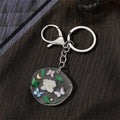 Silver Tone Irregular Round Pressed Flower Resin Keychains view 3