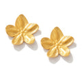 Hammered Flower Stud Earrings Five Petal Titanium Steel Pair view 5