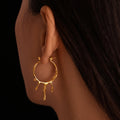 Liquid Drip Hoop Earrings Irregular Molten Metal Gold Steel view 4