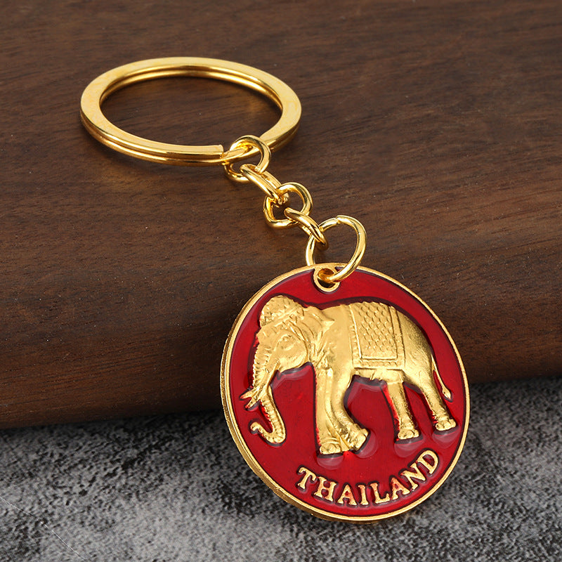 3D Elephant Enamel Metal Keychain for Car Keys and Bag Pendant