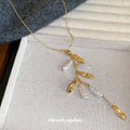 Gold Branch Pearl Drop Pendant Necklace Decorative Jewelry view 4
