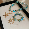 Blue Shell Chip Necklace Bracelet And Separate Multicolor Charm Necklace view 2