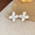 Iridescent Four Petal Flower Stud Earrings in Four Colors view 8