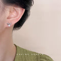 Silver Tone Clear Stone Bow And White Pearl Drop Stud Earrings view 2
