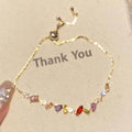 Gold Tone Multicolor Zircon Square Teardrop Bracelet view 1