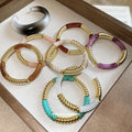 Twisted Rope Acrylic Gold Stretch Bracelets 4 Colors view 4