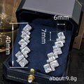Silver Tone Geometric Square CZ Cascade Long Drop Earrings view 4