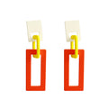 Pink Beige Acrylic Geometric Link Drop Earrings Yellow view 5