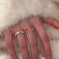 Silver-Tone Strawberry Open Rings in Two Styles Decorative Jewelry Accessory view 1