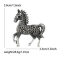Antique Crystal Horse Brooch in Brown Black Blue or Red view 4