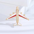 Gold Tone Enamel Airplane Brooch Red or Blue Wing Stripe view 6